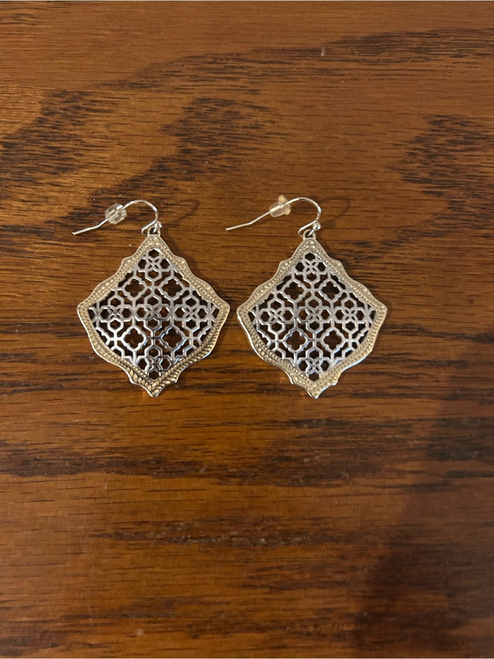 Kendra Scott Silver and Gold Filigree Lattice Dangle Earrings